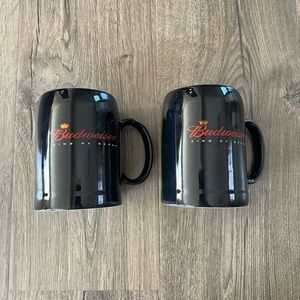 Budweiser King Of Beers Black Steins/Mugs Vintage 2001 Lot of 2